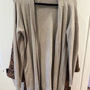 Beige Open Front Cardigan